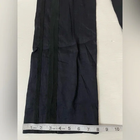 Emporio Armani Navy Trouser Pants With Black Ribbon Stripes Size US 6 FR 38 - Picture 3 of 11